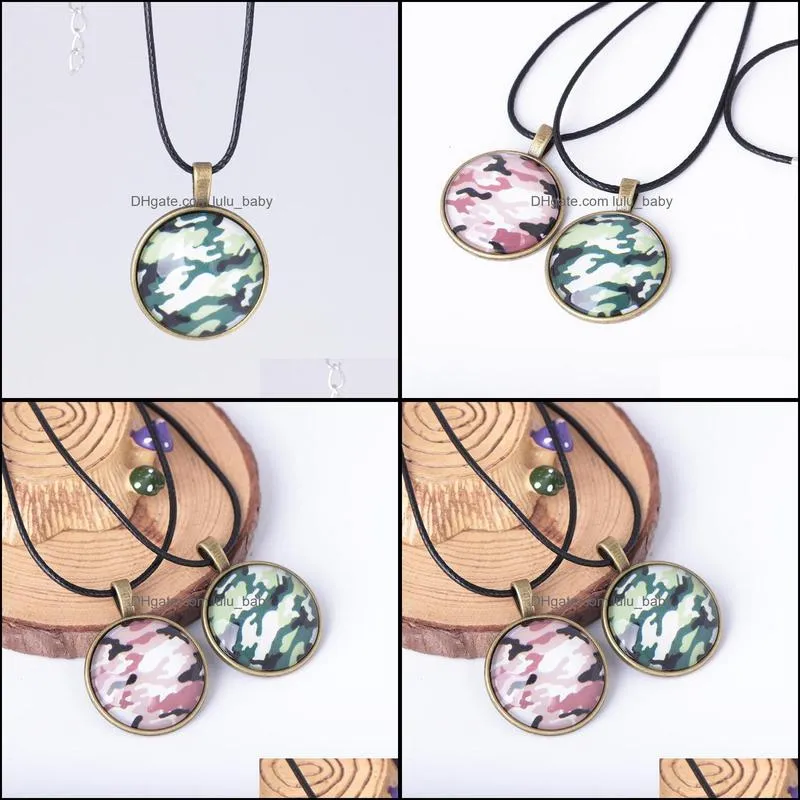 glass ball pendant necklace vintage camouflage time gem necklaces