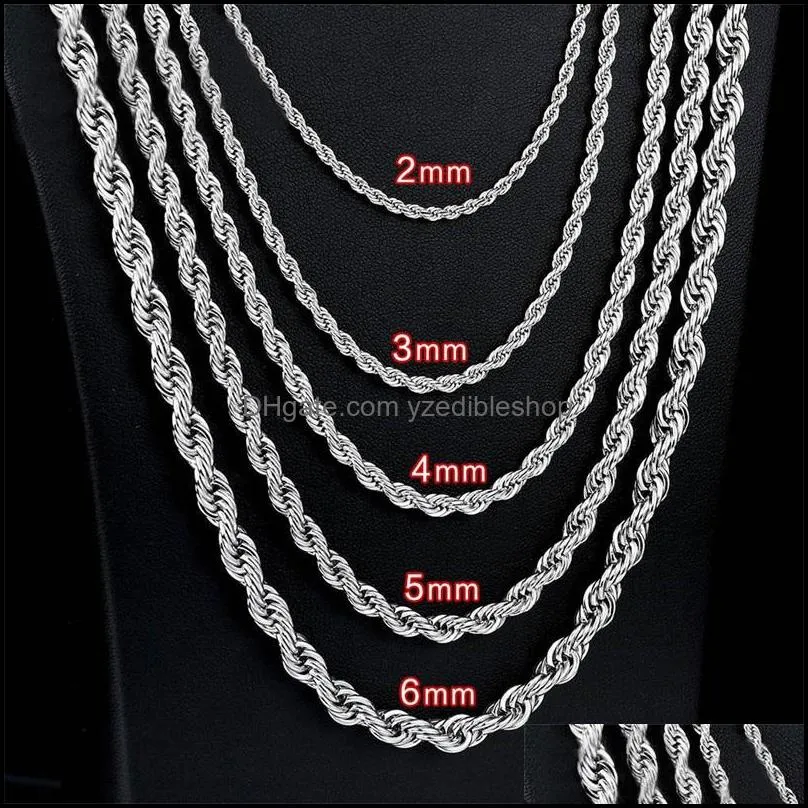 2mm5mm stainless steel necklace twisted rope chain link for men women 45cm75cm length with velvet bag c3