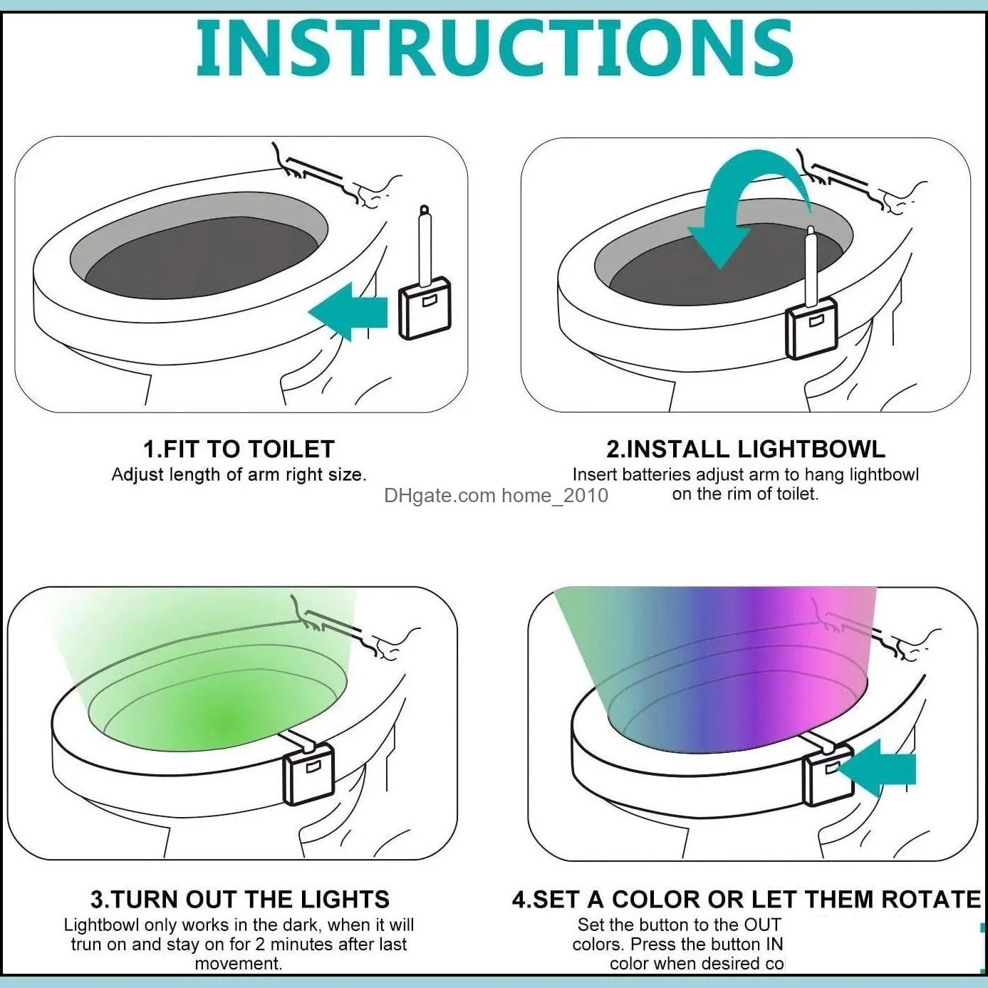 toilet supplies motion sensor toilet seat night light 8 colors waterproof backlight for toilets bowl led