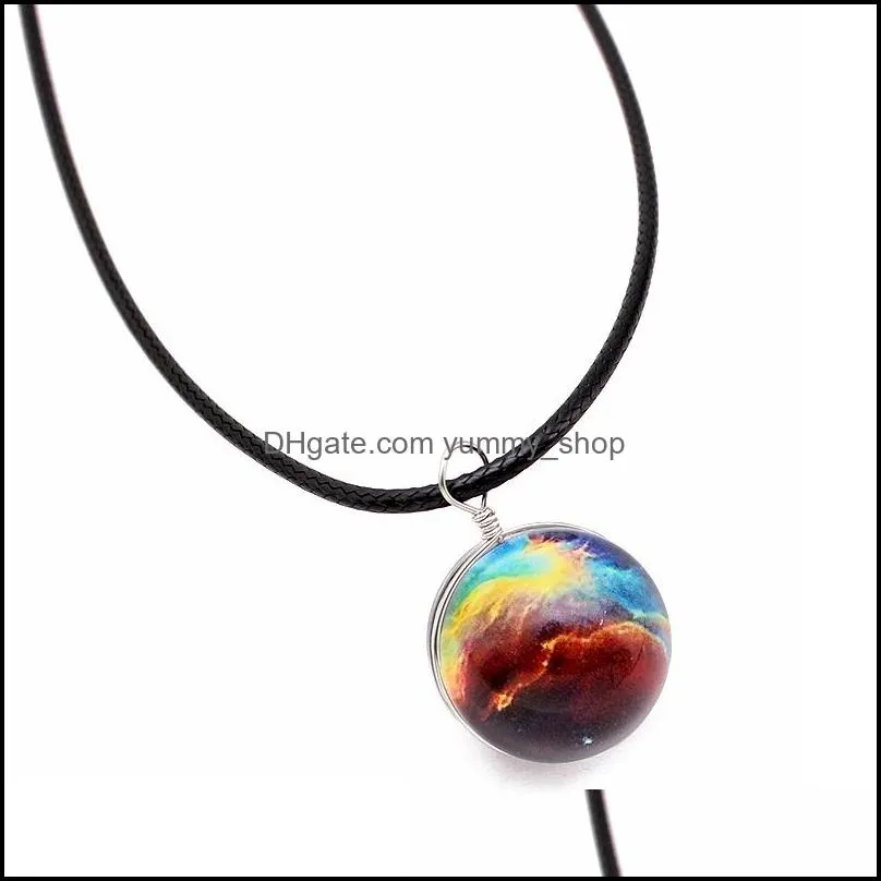 2018 arrival nebula space universe galaxy necklace women girls wholesale handmade glass ball choker pendant rope chain necklace