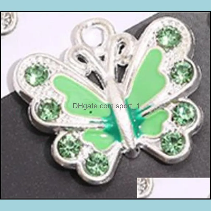 7colors enamel butterfly rhinestone charms 56pcs/lot 22x35 mm heart floating lobster clasps charm for glass living memory locket 60 e3