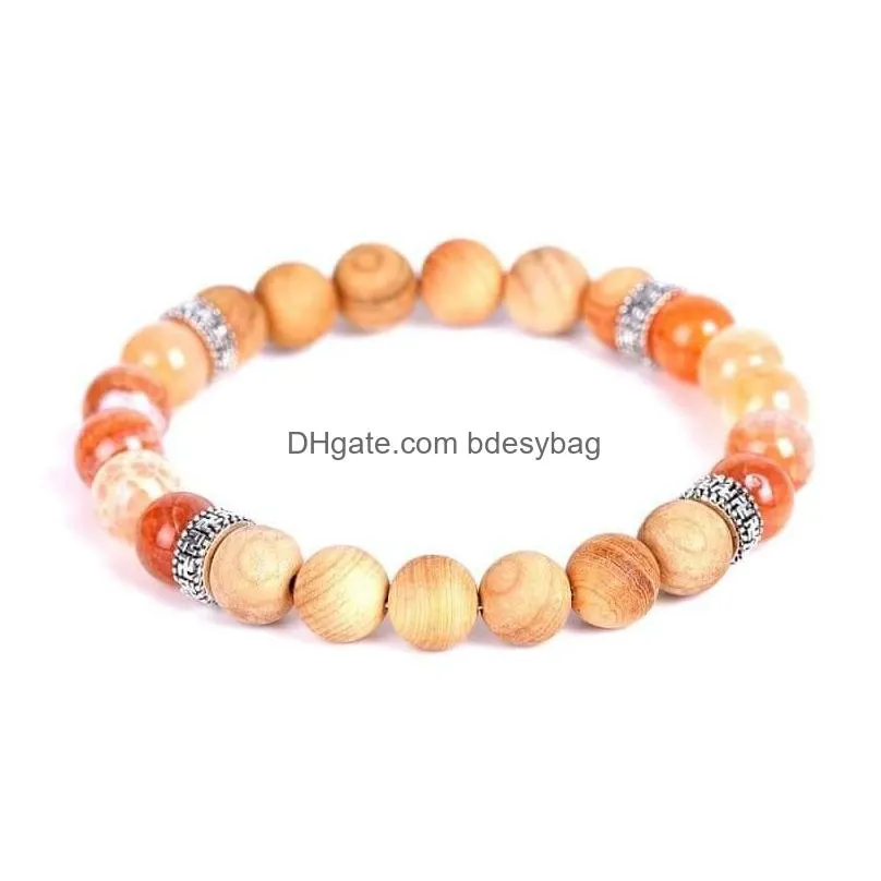 elastic gemstone bracelets wood and natural stone beads bracelet bangles 5 colors for women jewelry gifts