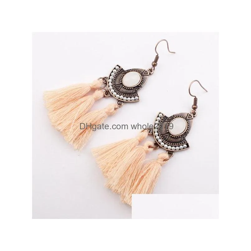 bohemian fashion jewelry thread tassel earrings vintage dangle earrings