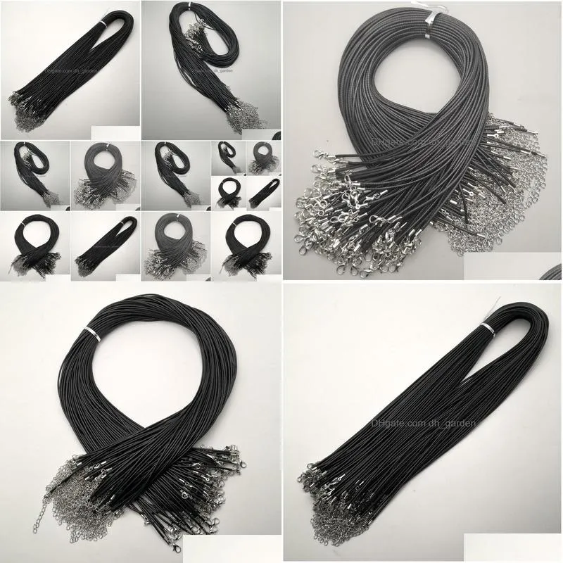 black 2mm wax rope lobster clasp chains necklace lanyard jewelry pendant cords 100pcs/lot making acc