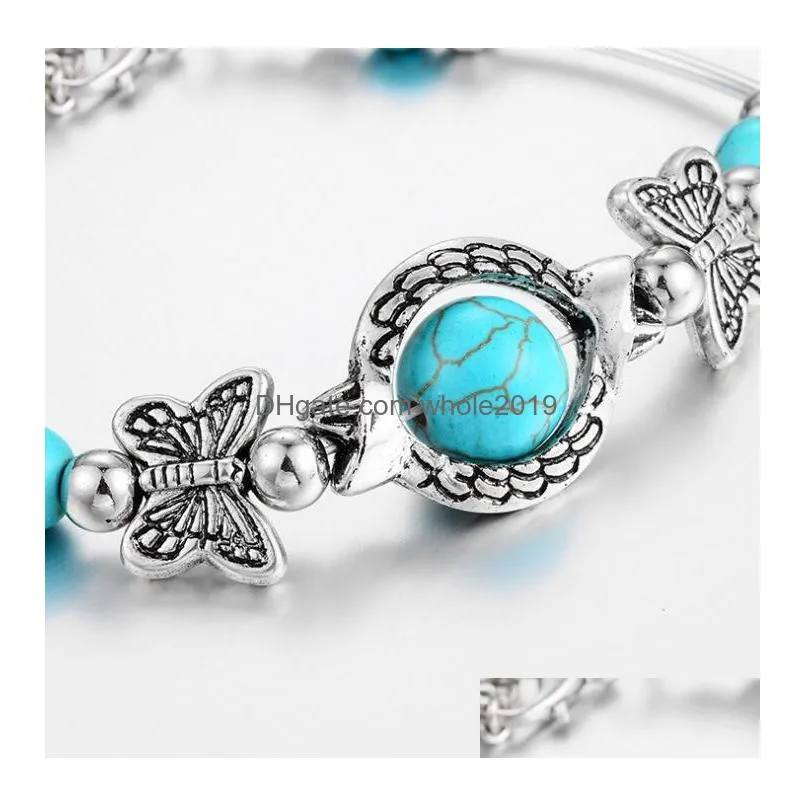europe fashion jewelry womens turquoise beads charms bracelet lady beads bracelets