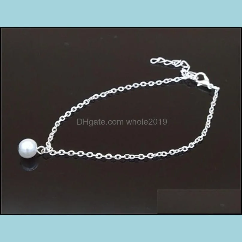 simulated pearl pendant ankle bracelet chain link beach anklets foot jewelry for women accessories 20pcs/lot 2251 t2