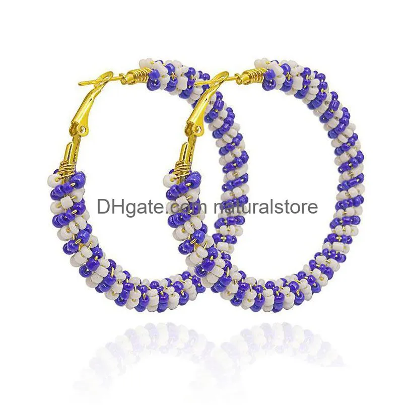 hoop earrings elegant pearl beaded earring fashion bohemia colorful beads big trendy women hoops luxury ethnic jewelry