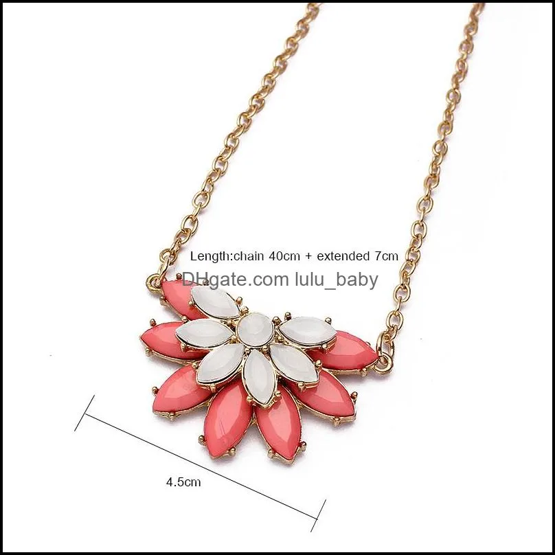  est flower charms pendant statement necklaces for women gold chain resin pendant sweater necklace for daily holiday gifts 2017