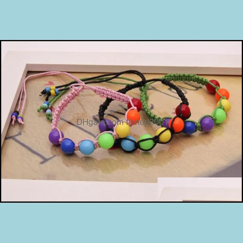 simple sweet cute colorful beaded bracelet adjustable woven crystal candy color pendant braided bracelets for women girls jewelry gift