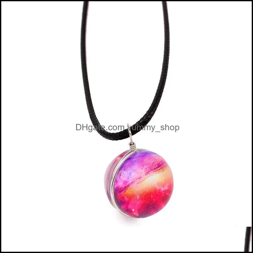 2018 arrival nebula space universe galaxy necklace women girls wholesale handmade glass ball choker pendant rope chain necklace