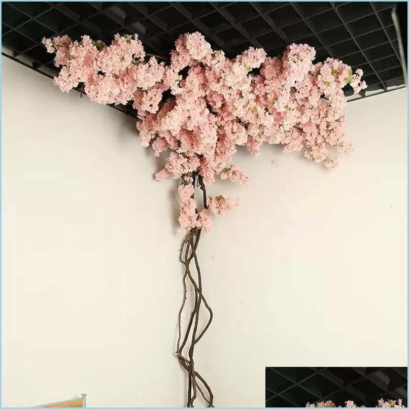 decorative flowers wreaths 1pcs cherry blossoms artificial branches for wedding arch bridge decoration ceiling background wall decor