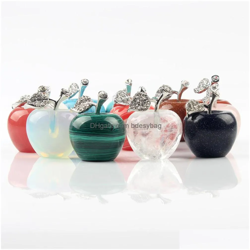 loose gemstone apples women chakra gem stones quartz crystal 30mm  natural stone decorations for women jewelry