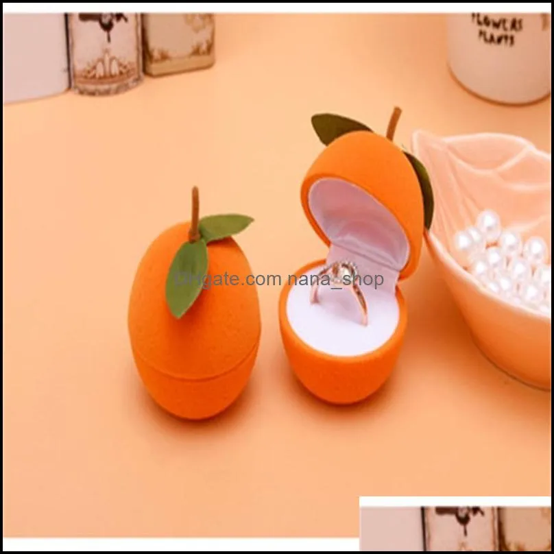 jewelry boxes festival lovely orange jewelry case plastic flocking ring gift box kawaii rings display 55 e3