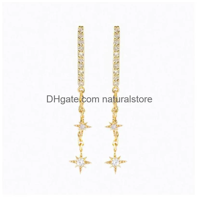 dangle earrings ins vintage chain star goldplated long earring for women girls fashion jewelry gift