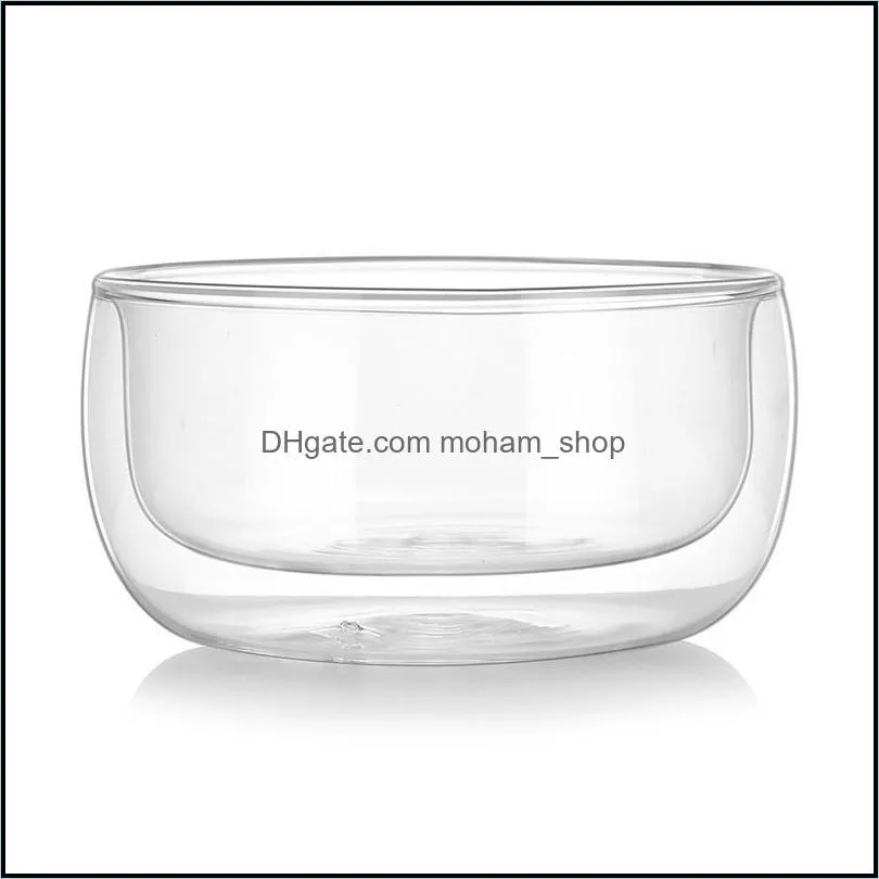 double wall glass salad bowl fruit rice serving bowls storage container lunch bento box high borosilicate tableware