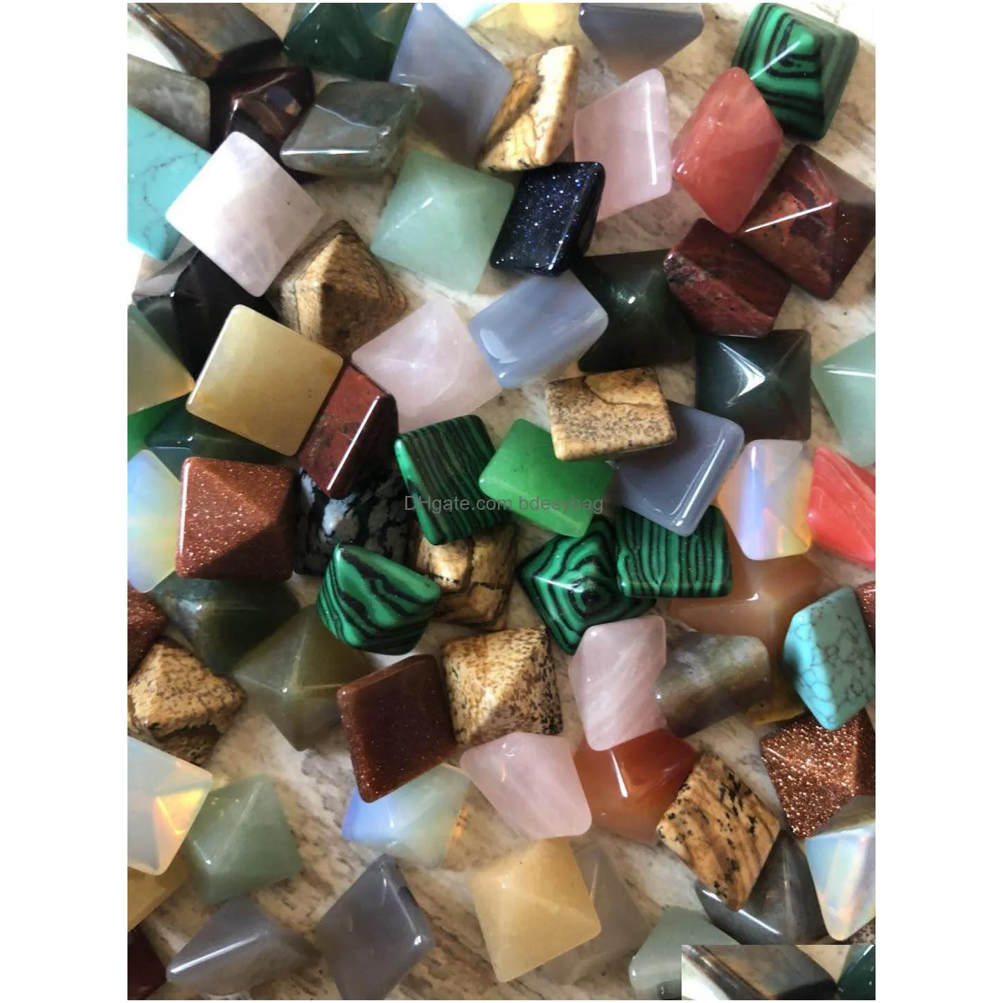 100pcs loose square gemstones pendant healing quartz natural cube size stone for women jewelry making