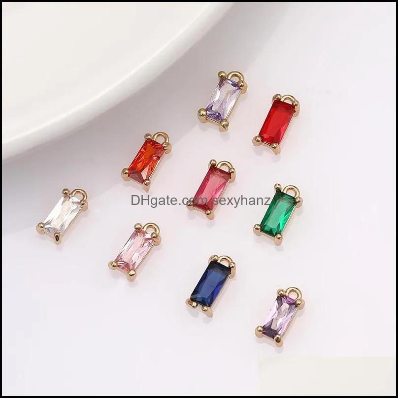  fashion deaigner k9 crystal pendant charm colorful square shape transparent pendants for necklace bracelet earring diy jewelry