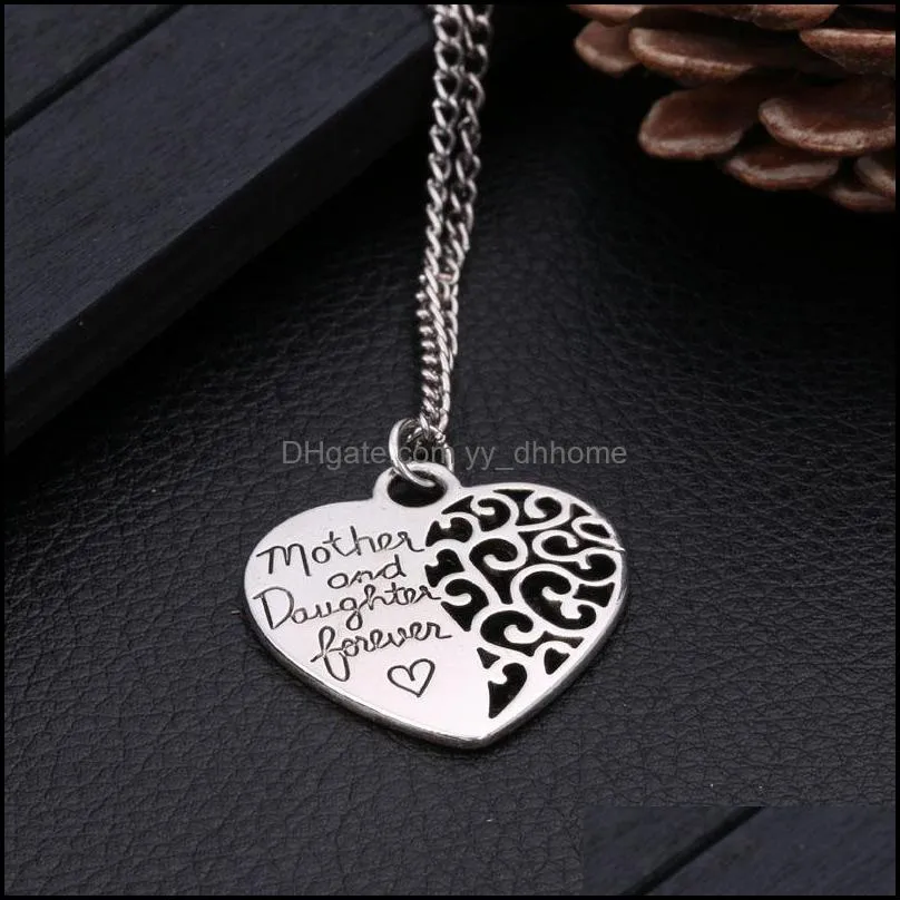 fashion love necklace between mother daughter is foreverhollow out heart pendants necklaces womens/ mothers day jewelry gift