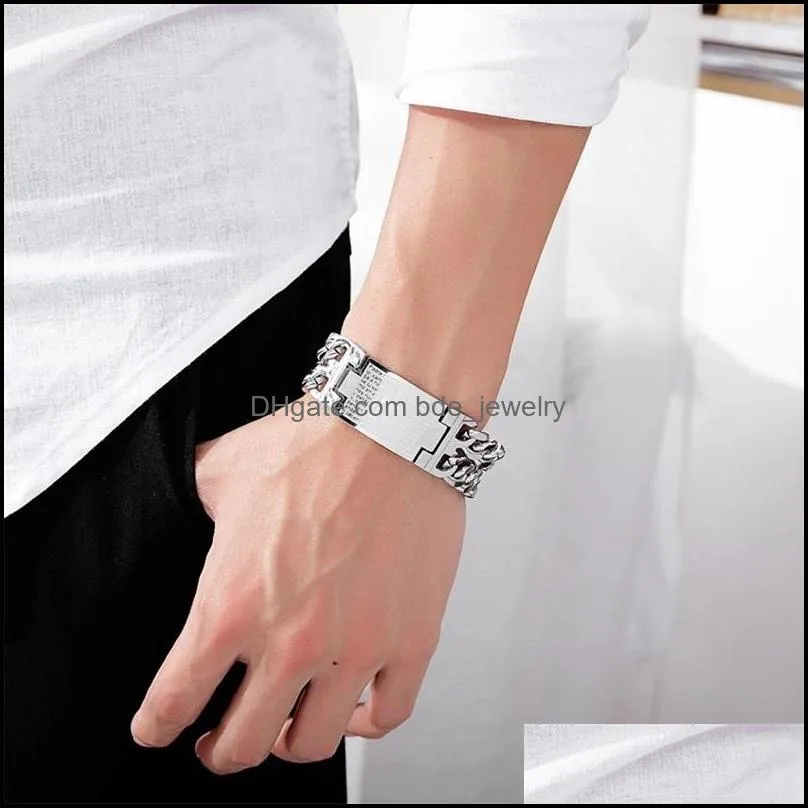 men and boys cross bracelet titanium steel chain bracelet fashion personality domineering birthday gift jewelry student length 21cm 3552