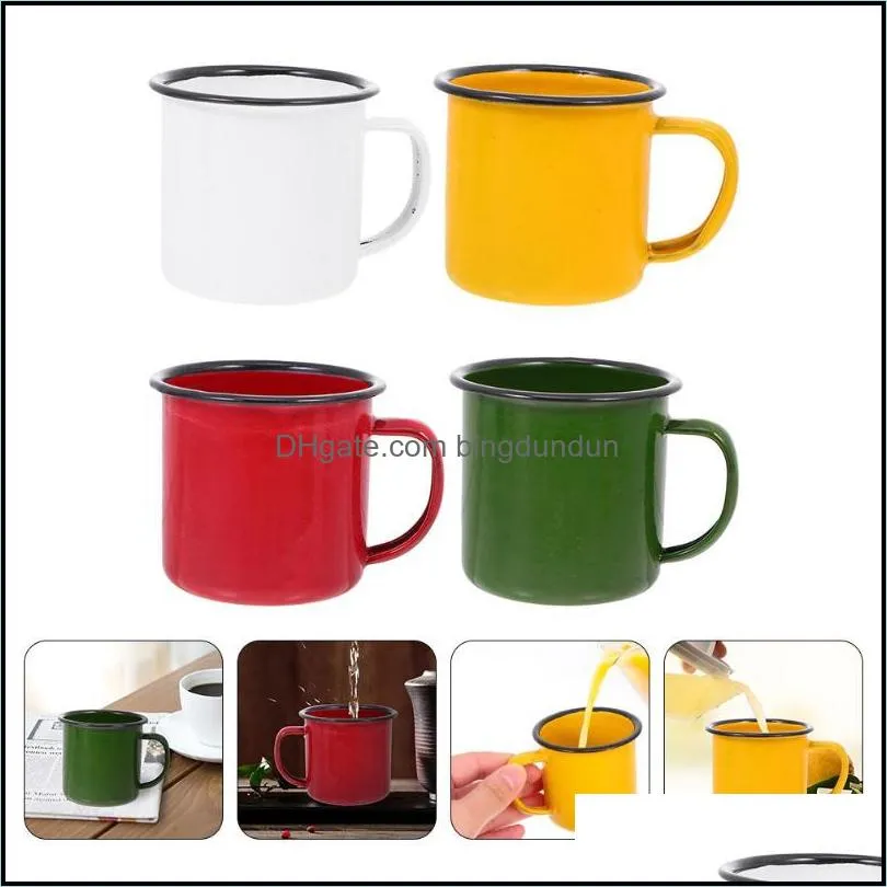 mugs 4 pcs multifunctional enamel vintage small cups assorted color