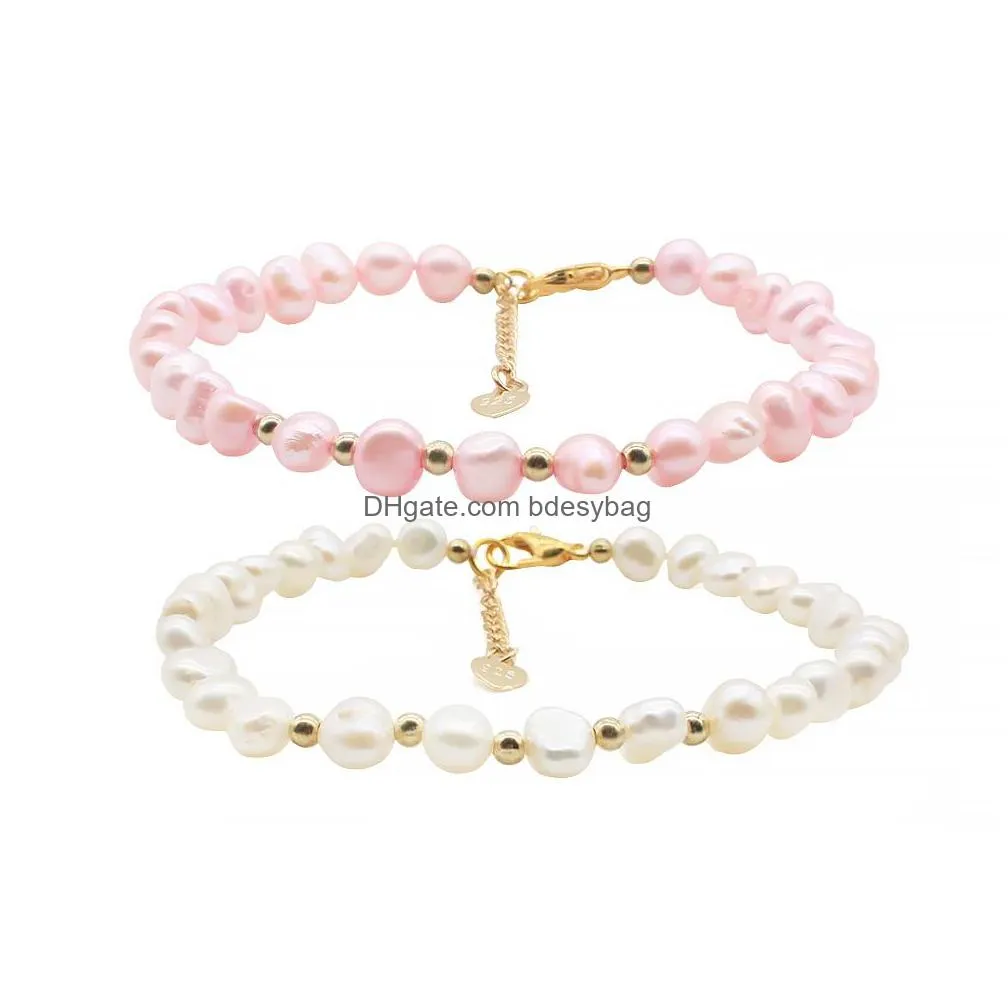 freshwater pearl strand bracelet colored bead stretch bracelets bangle for women jewelry love wish gift