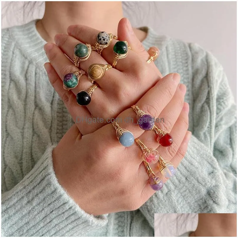 fashion crystal stone ring handmade gold bohemian jewelry gift rings for women birthday party rings adjustable