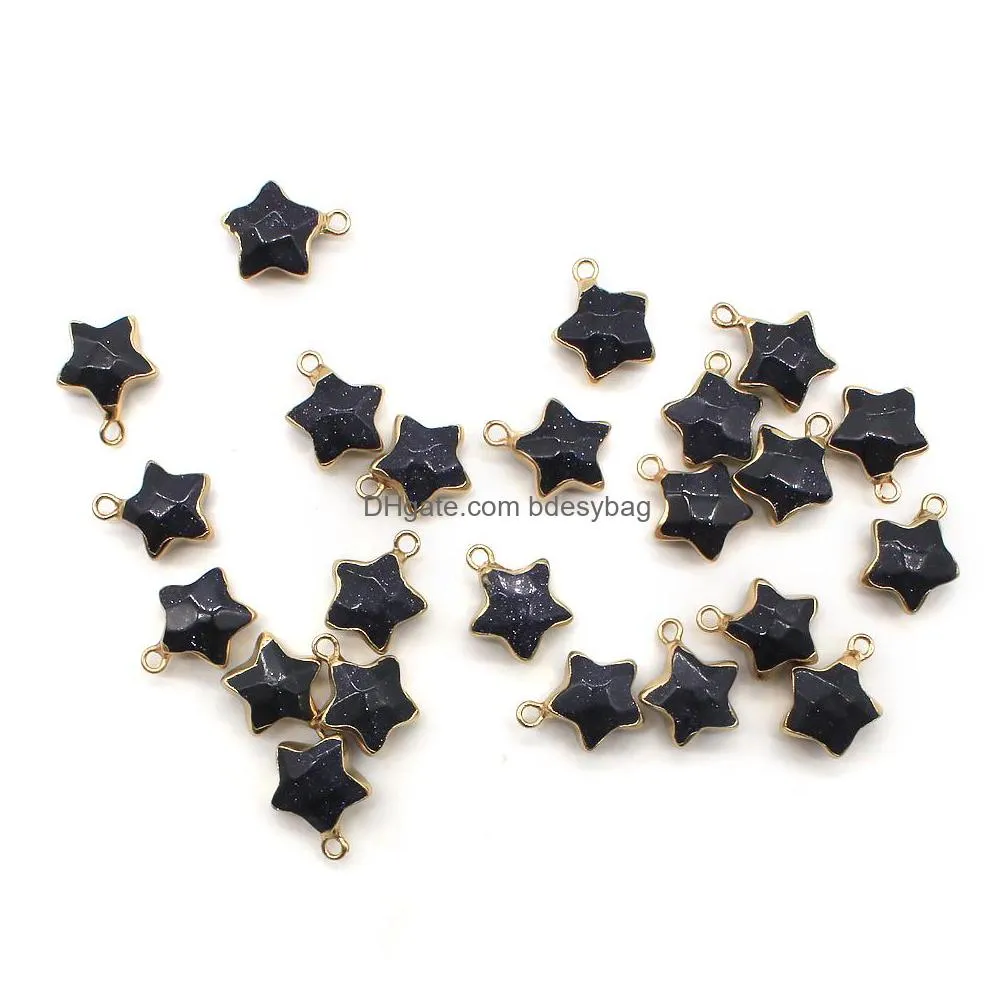 natural stone star pendant jewelry crystal quartz charm pendants with gold plated metal for women