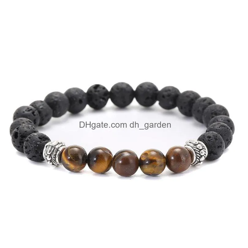 volcanic stone strand bracelets weathering agate stones matte yoga set buddha beads bracelet mens ethnic tiger eye stone womens