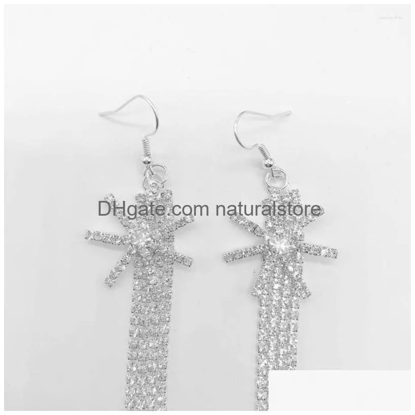 dangle earrings 2022 fashion crystal geometric tassel bridal wedding accessories