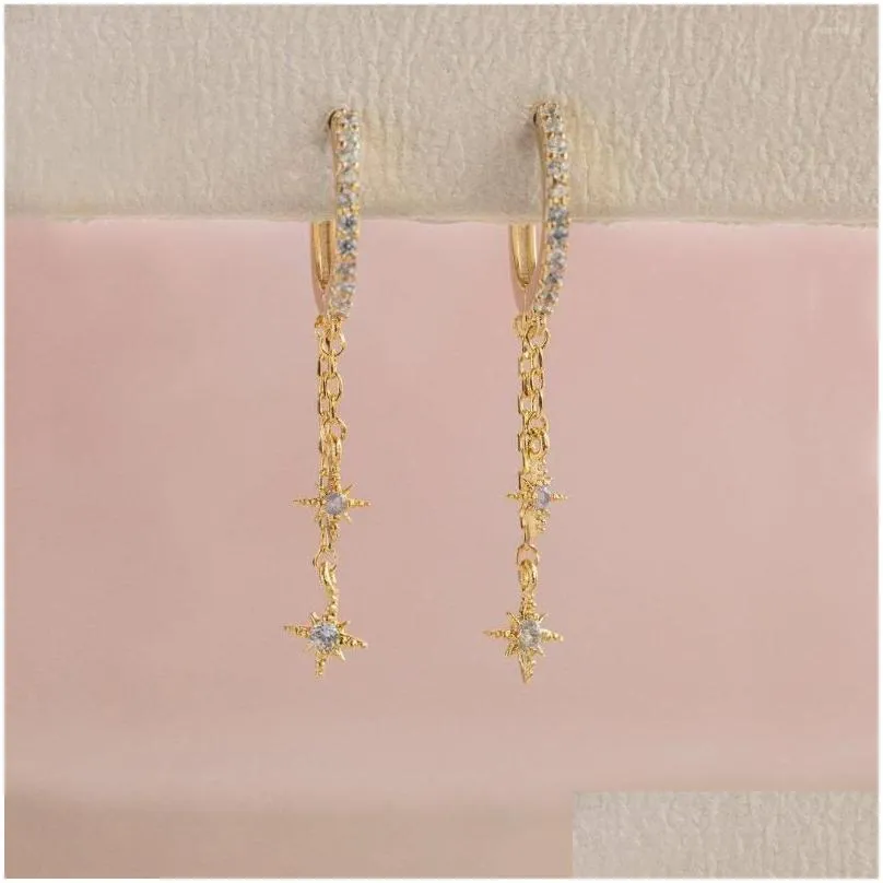 dangle earrings ins vintage chain star goldplated long earring for women girls fashion jewelry gift