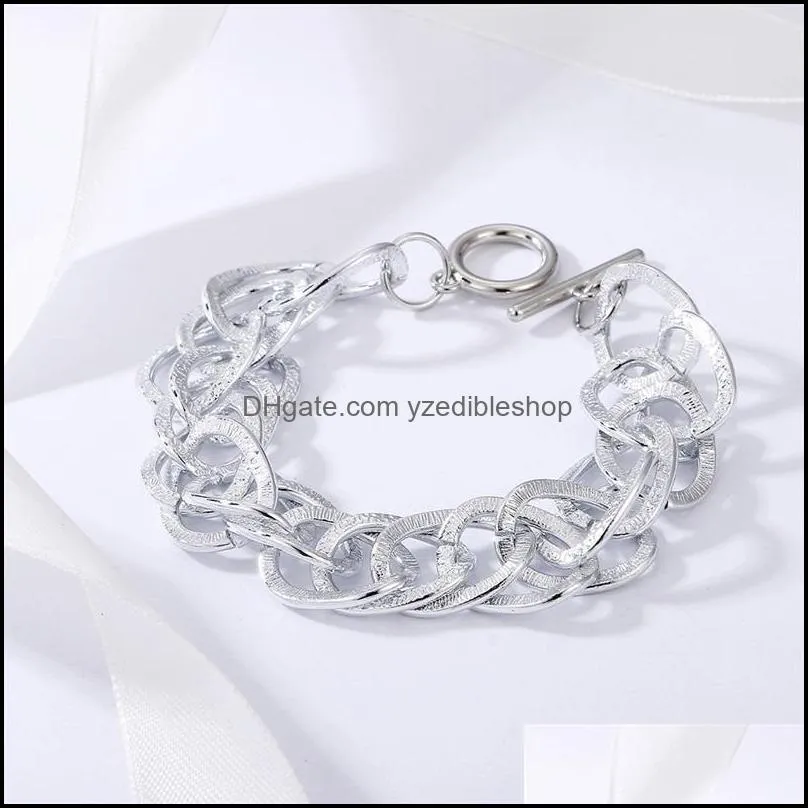 multilayer hollow thick matte gold silver color link chain bracelet for women gifts friends jewelry wholesale c3