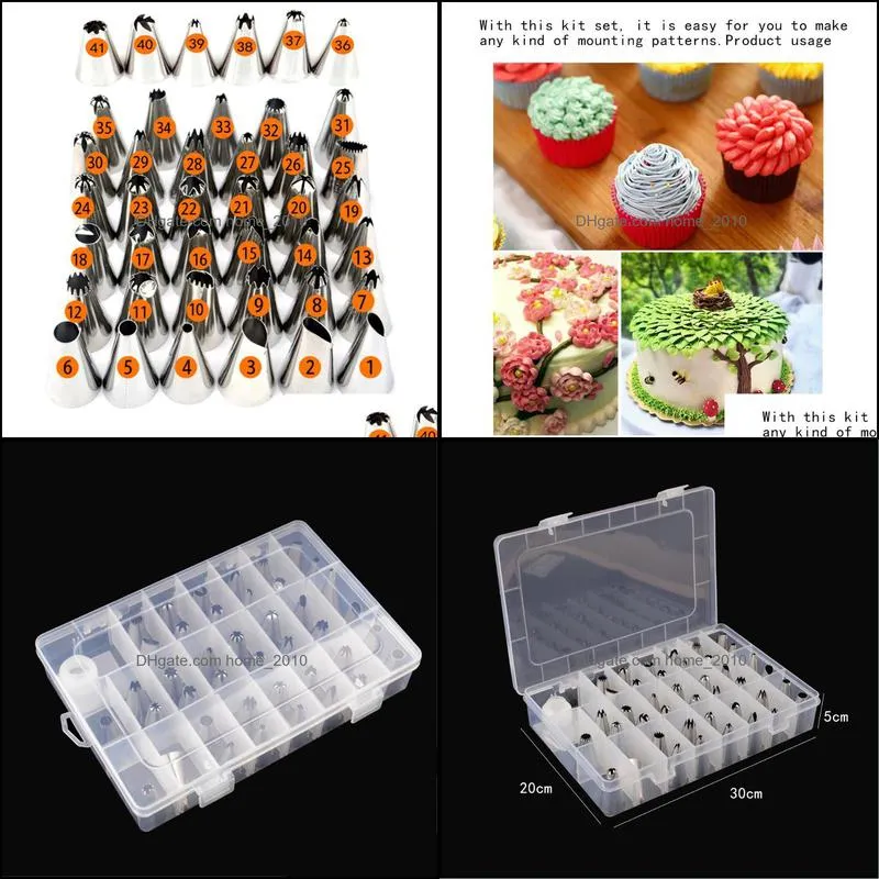 42pcs/set stainless steel mounting patterns set nozzles cake pipping tips decorative tools embroidered kit baking pastry