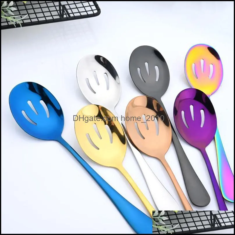 flatware sets western restaurant public rose cutlery soup stainless steel serving spoon ladle colander fork shovel distributing