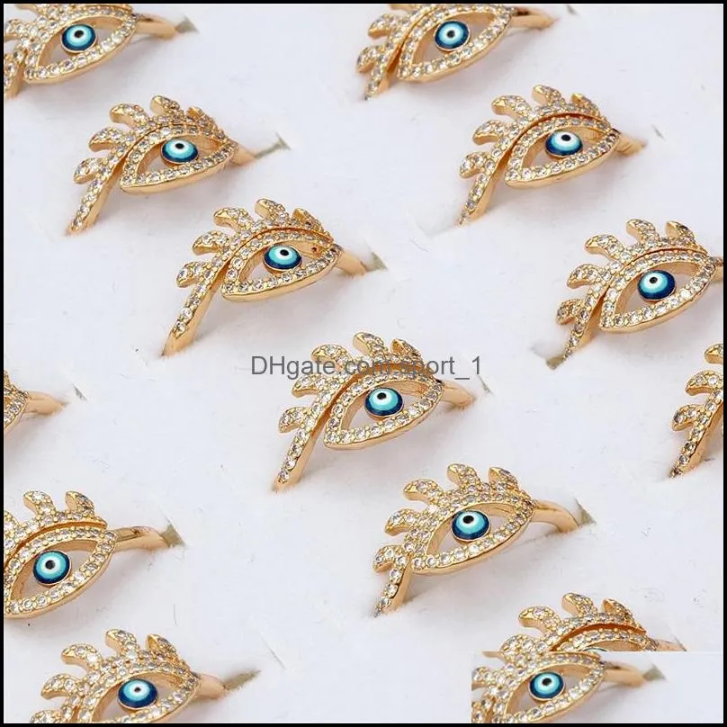 s2230 fashion jewelry evil eye ring rhinstone blue eyes adjustable rings c3