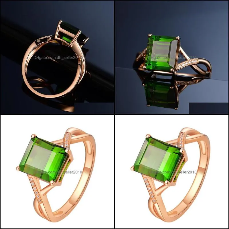 fashion ladies accessories emerald ladies rings shiny emerald rings 18k plated diamond princess cut emerald gemstone rings