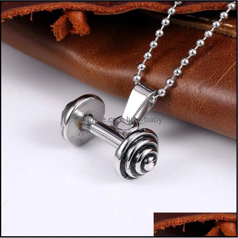 dumbbell pendant necklaces luxury necklace bodybuilding gym barbell necklace