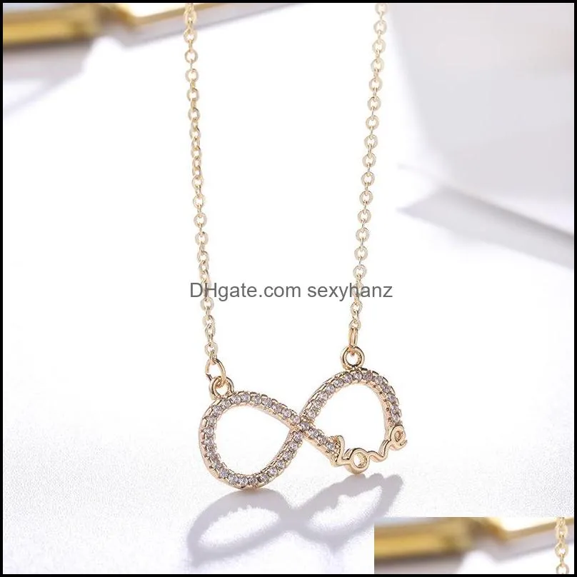 925 sterling silver cubic zirconia infinity love necklace gold silve plated heart pendant necklace for women high quality wedding