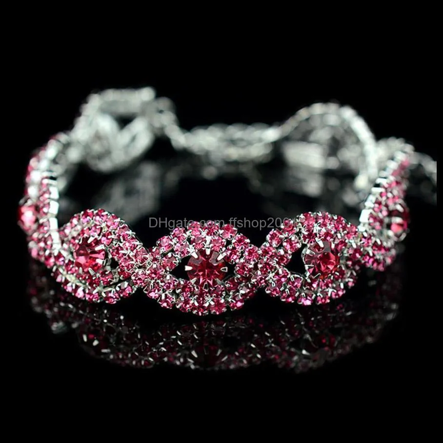 bracelets bangles luxury fashion women wholesale silver and gold rhinestone bracelets bangles