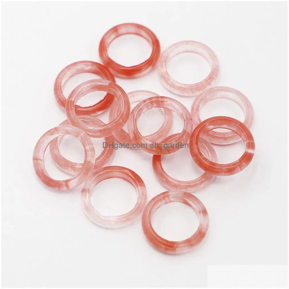 men 6mm band cherry quartz quartz glass crystal stone rings trendy reiki wedding girls fashion party jewelry