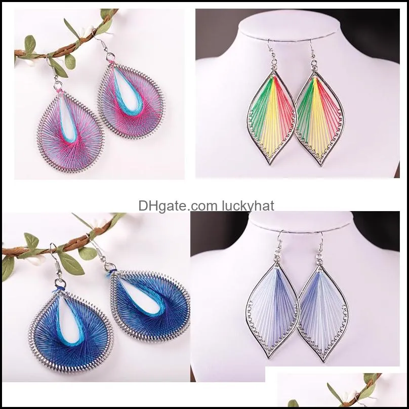 handmade colorful silk thread dangle earrings for women diy bohemian creative ethnic earrings for women girls party jewelry