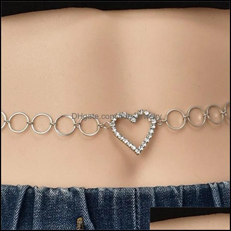 women fashion rhinestone heart waist chain belt jewelry crystal belly body chain sexy party jewelry gift c3