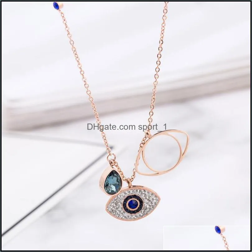 titanium steel pendant necklace blue evil eye wedding jewelry accessories necklaces for women 9an q2