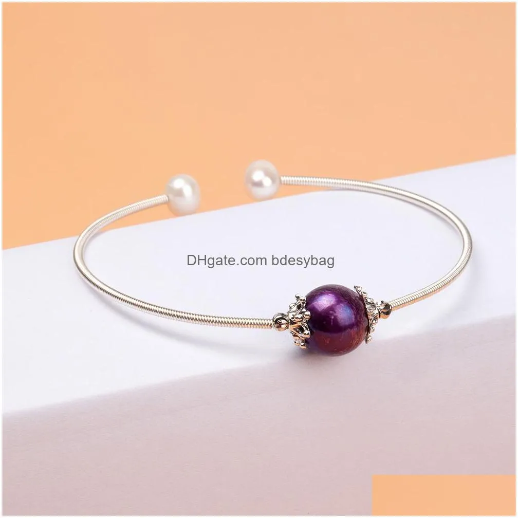 2022 new edison pearl strand bracelets cultured freshwater roud pearls silver plated bangle for women jewelry