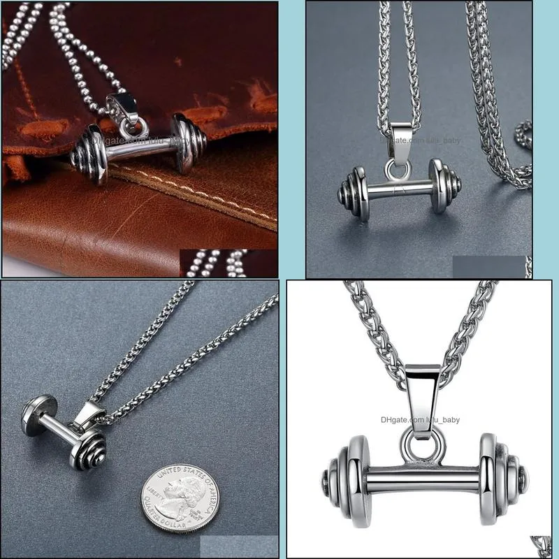 dumbbell pendant necklaces luxury necklace bodybuilding gym barbell necklace