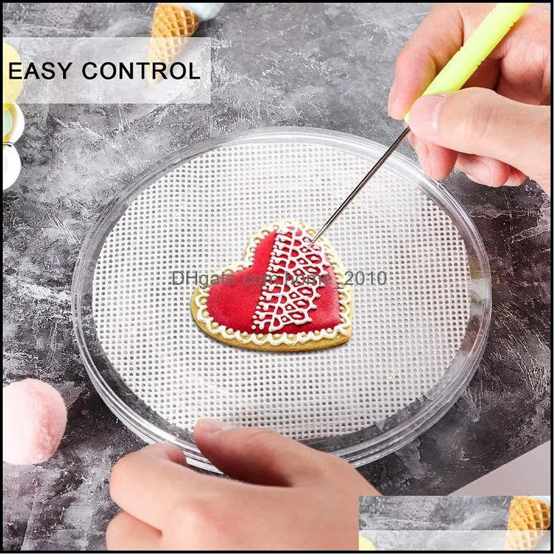 baking pastry tools diy christmas cookie tool acrylic square/round turntable mini cake cupcake decorating supplies with 3pcs scriber