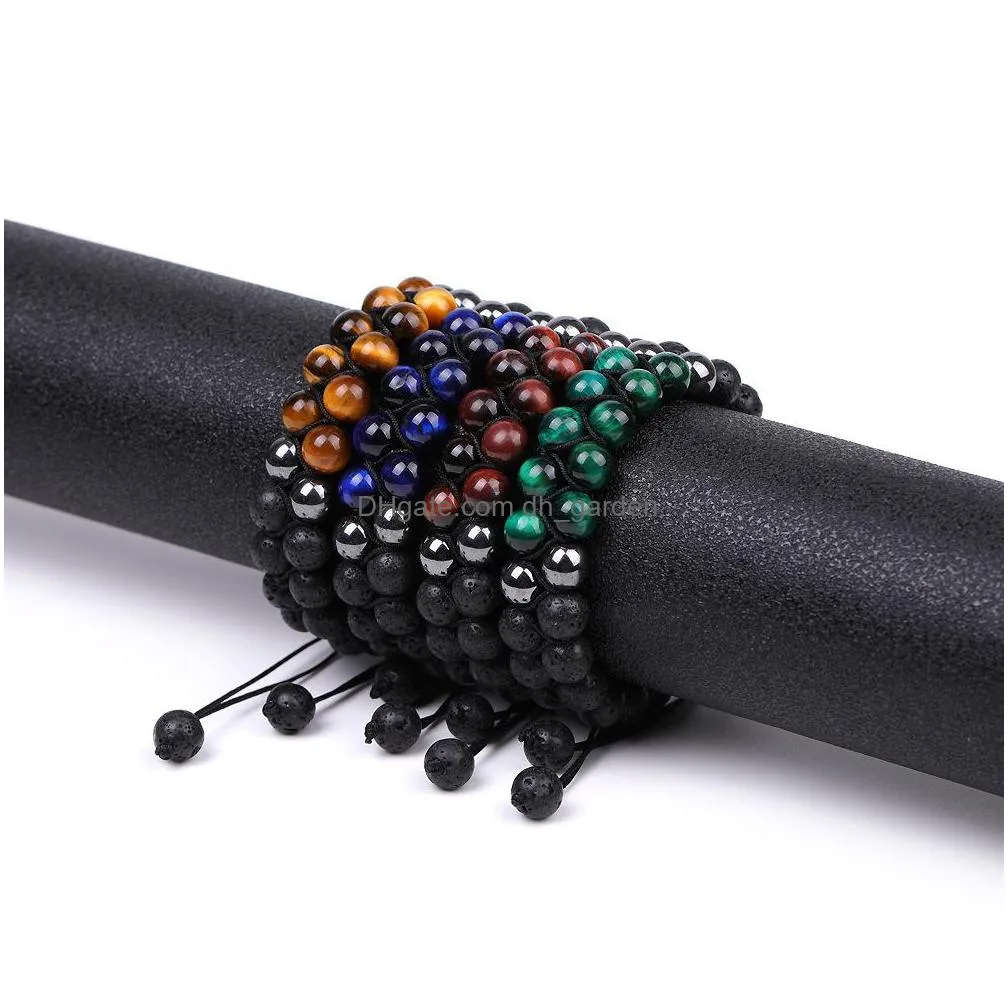 double layers green red tiger eye stone beaded strand braided bracelet female healing energy yoga bracelet for men women jewelry gifts