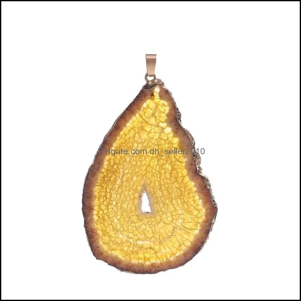 agate popcorn pendant necklace colored agate chips crystal cluster rough stone sprout electroplating edge necklace