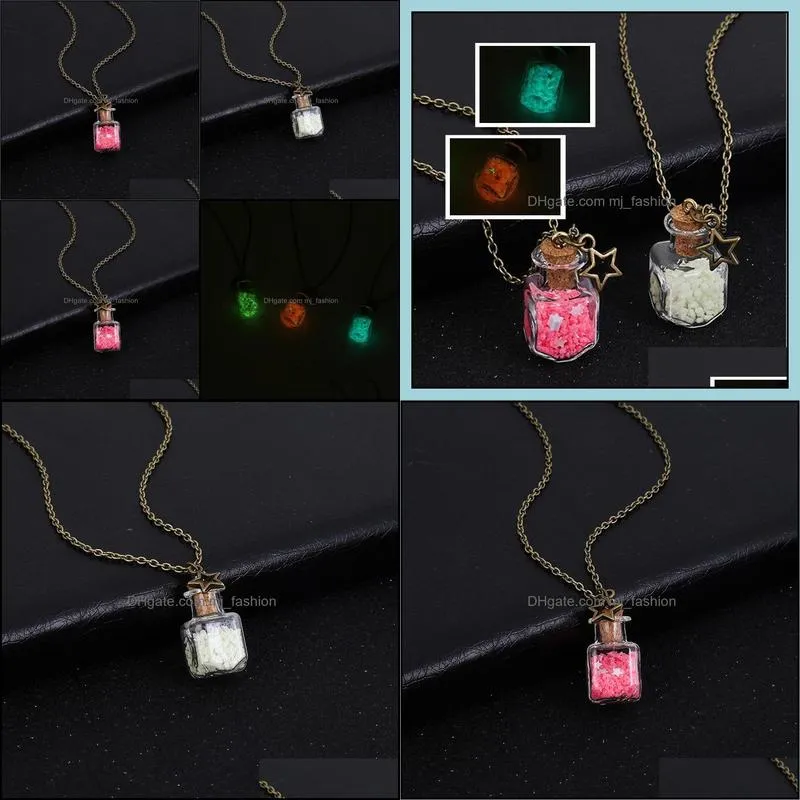 drift bottle pendant necklace glow summer beach jewelry gifts long chain beautifully necklace luminous necklaces