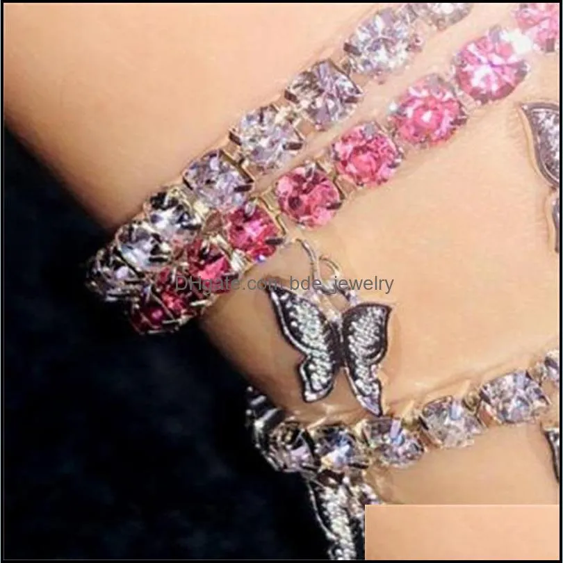 stonefans gold tennis rhinestone jewelry for women crystal butterfly pendant anklet beach foot chain bracelet 191 u2