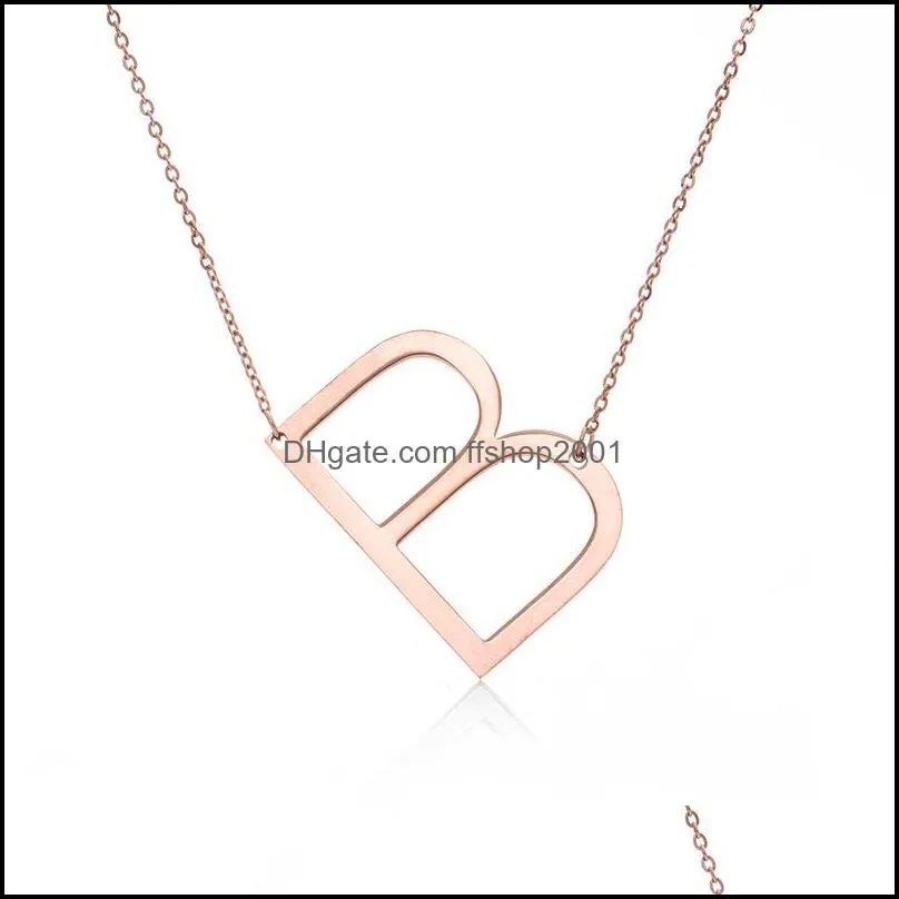 fashion stainless steel az english letter necklace silver gold plated capital alphabet initial pendant necklaces for women jewelry